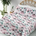 thumbnail image 3 of Ambesonne Floral Fitted & Flat Sheet with Shams 4 Pcs Set, Pastel Dreamy Poppy Garden, Queen, Dark Teal and Pale Pink, 3 of 5