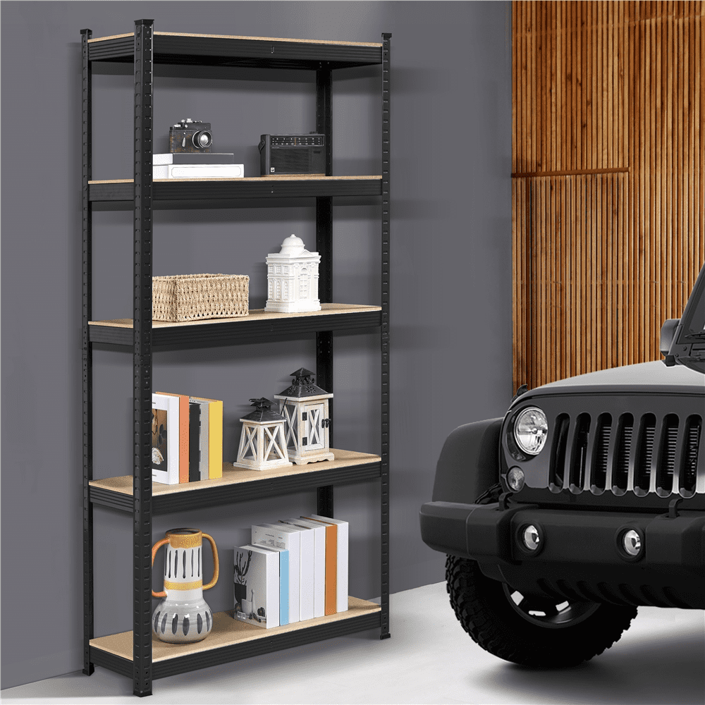 Alden Design 5-tier Adjustable Steel Storage Shelf Unit, Black, 2 Pack