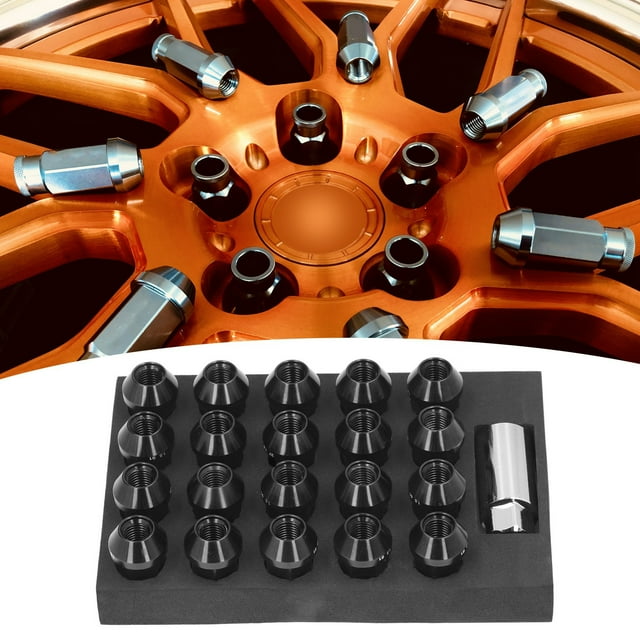 Tuercas De Rueda, 20 Piezas M12x1,5 Tuercas De Rueda Elegantes De 42 Mm De Largo Con Adaptador De Zócalo Para Automóvil