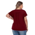 thumbnail image 5 of Womens Plus size Top V Neck Short Ruffled Cap Sleeves T Shirts Loose Summer Tops For Women With Neckline Shirred XL-5XL, 5 of 11