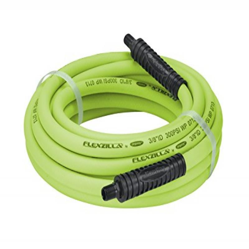 Flexzilla Air Hose, 3/8 in. x 25 ft., 1/4 in. MNPT Fittings, Heavy Duty, Lightweight, Hybrid