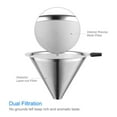 thumbnail image 6 of Pour Over Coffee Maker Set with Reusable Stainless Steel Drip Filter Elegant Coffee Dripper Pot Glass Carafe & Permanent Stainless Steel Filter, 6 of 7