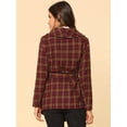 thumbnail image 4 of INSPIRE CHIC Manteau Court Ouvert à Carreaux pour Femme à Col Rabattu et Ourlet Asymétrique, 4 of 6