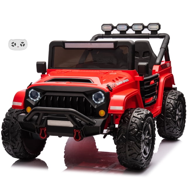 VOLTZ TOYS HAVOC 2-Seater Jeep 24V Kids Ride-On Off-Road Truck, Motorized Toy Car Vehicle with Parent Remote Control, High Clearance Open Doors, LED Lights, Red