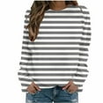 thumbnail image 1 of Hauts Décontractés pour Femmes, Chandail à Capuchon pour Femmes, Sweat à Capuche Rayé Col Rond Décontracté à Manches Longues, 1 of 4