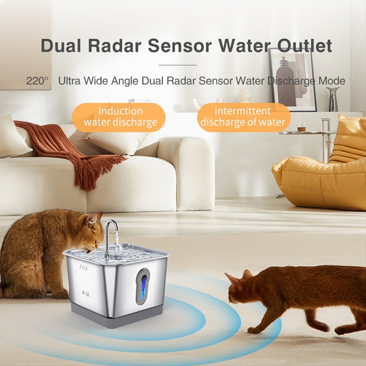 Cat Water Fountain Stainless Steel: 3.5L Automatic Pet Water Fountain - Dog Water Dispenser with Water Level Window