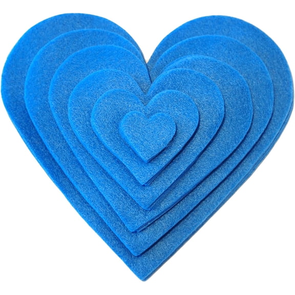 Playfully Ever After 1 to 6 inch Multi-Size Pack 24pc Felt Hearts - Blue
