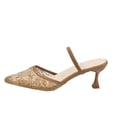 thumbnail image 2 of Miluxas Embroidered Mesh Slingback Heels for Women Kitten Heel Pumps Pointed Toe Backless Wedding Shoes Khaki 5.5(36), 2 of 9