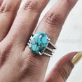 thumbnail image 6 of Natural Blue Copper Turquoise Ring, Turquoise Ring, December Birthstone, 3 Twisted Band, 925 Sterling Silver, Womens Ring, Christmas, Thanksgiving, Handmade, Statement Jewelry, Natural Turquoise Ring, 6 of 7