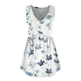 thumbnail image 5 of up to 60% off Gifts Usmixi Womens Tank Tops Beach High Waist Pleated Hem Ladies Fashion Tunic Shirts Summer Trendy Floral Print V-Neck Sleeveless Shirts Blouse White l, 5 of 5