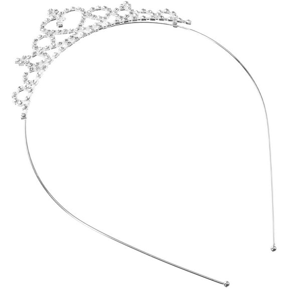 LABSERRON 1Pcs Girls Rhinestones Silver Heart Shaped Crown Headband Tiara For Flower Girl