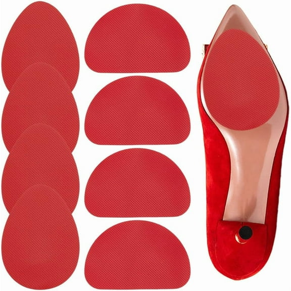 4 Pairs 2 Styles Red Shoe Protector Nonslip Shoe Pads Teardrop Arch Self Adhesive Silicone Texture Repair Bottom Sole FireBrick Covers Grips Accessories