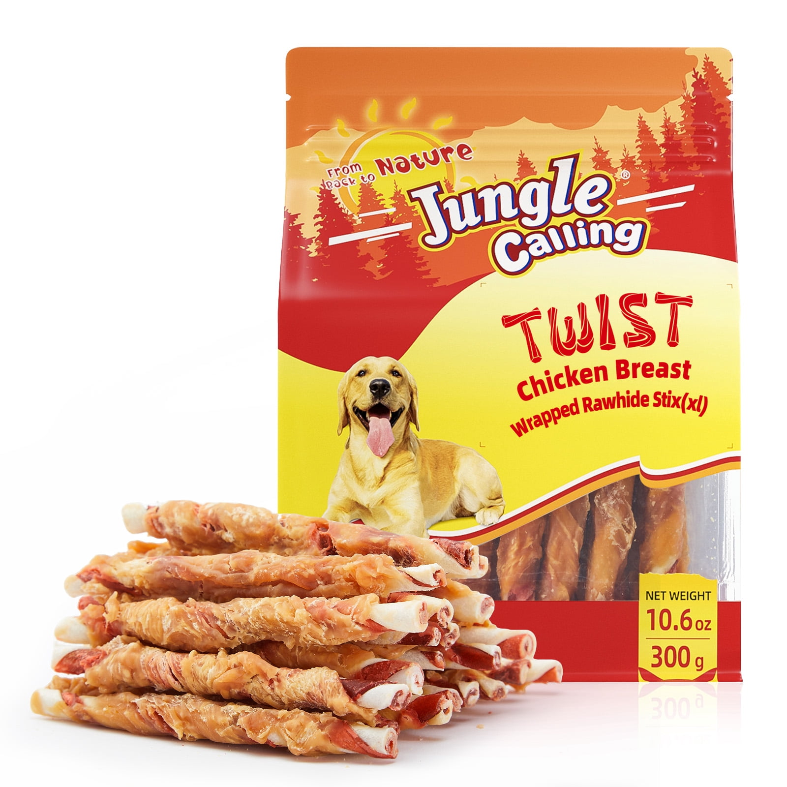 (2 pack) Jungle Calling Dog Treats, Rawhide Chicken Sticks, Chicken Flavor, Rawhide Chews for All Dogs
