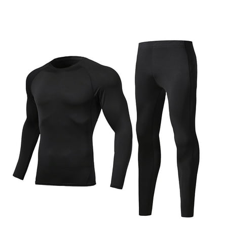 VMESZQFG Long Johns Thermal Underwear for Men Skiing Winter Warm Comfy Hunting Gear Lined Base Layer Set Sports Top Bottom Black L3