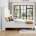 thumbnail image 5 of Merluxy Platform Bed Frame Tall Headboard Upholstered Bed with Velvet Nailhead Trim Arched Wingback,Queen,White, 5 of 9