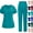 #0284-Blue, variant on Women's 2 Piece Scrub Set with Pockets Short Sleeve V Neck Nurse Workwear Soft Stretchy Uniform Perfect for Hospital Shifts and Clinical Duties