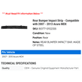 thumbnail image 2 of Rear Bumper Impact Strip - Compatible with 2007 - 2013 Acura MDX 2008 2009 2010 2011 2012, 2 of 2