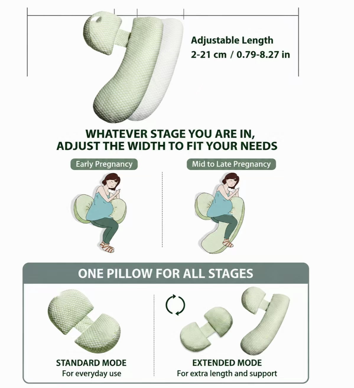 Oternal Pregnancy Pillow for Comfort – Soft Full Body Support for Back, Belly, Hips & Legs, Maternity Pillow with Removable Adjustable Cover