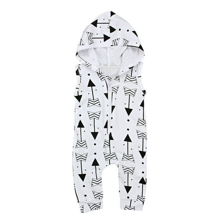 

EHTMSAK Infant Baby Toddler Hooded Sleeveless Romper for Girl Boy Cotton Graphic Jumpsuit White 6M-24M 90