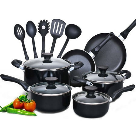 Cook N Home 15-Piece Aluminum Non-stick Soft Handle Cookware (Best Cookware For Home Cooks)