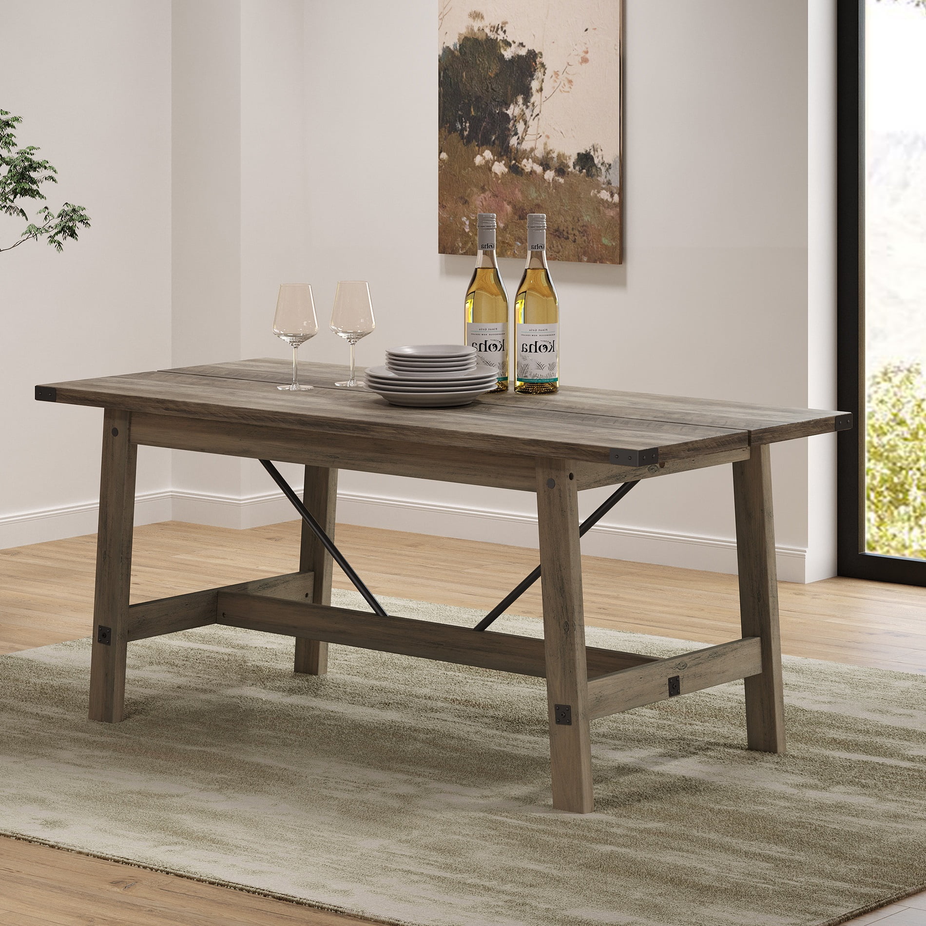 WAMPAT 67.7 Inch Dining Room Table，Wood Kitchen Table for Home Dining Room