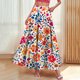 thumbnail image 5 of TaTaai Women's Boho Floral Print High Waist Maxi Skirt Elastic Waist A-Line Ruffle Hem Long Skirt with Pockets for Casual Weekend Outings Gift, 5 of 9