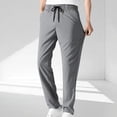 thumbnail image 2 of Admvng Men's Pants Elastic Waist Ice Silk Vacation Casual Everyday Trousers with Pockets, 2 of 5