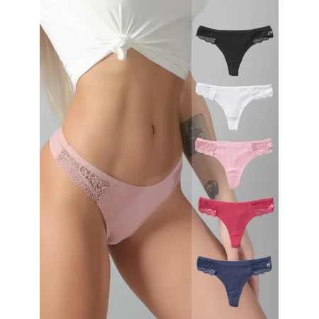 

5pcs/set Sexy Women‘s Cotton Panties Lace Thong Lingerie