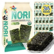 KIMNORI Seasoned Seaweed Snacks Sheets, Organic Sea Salt Flavor 24 Individual Packs Roasted Crispy Premium 100% Natural Laver Kim Nori 4g 0.14 Ounce