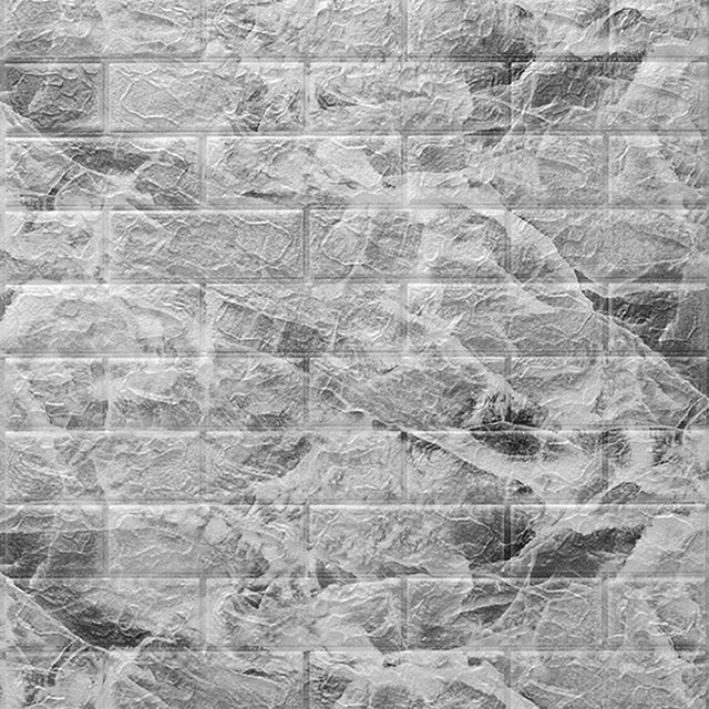 Gray 70x77cm PE Foam Self Adhesive 3D Wall Stickers Wallpaper