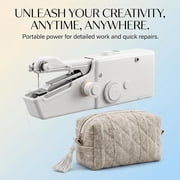 Portable Handheld Sewing Machine, 2025 New Fast Stitch Mini Electric Sewing Machines, Small Hand Held Sewing Machine for Adults Beginners DIY Fabrics Clothes Home Travel (White)