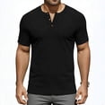 thumbnail image 2 of GUZOM Mens Henley Shirt Short Sleeve Slim Fit Stretch Polyester Spandex Tee, Moisture Wicking Casual & Workout Top for Men, Black,Size M, 2 of 6