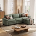 thumbnail image 3 of Linsy Home 123" Cloud Modular Sectional Sofa for Living Room, L-Shaped Cloud Sofa Couch with Corduroy Fabric, 3 Seat Oversized Couch with Movable Ottoman, Green, 3 of 11