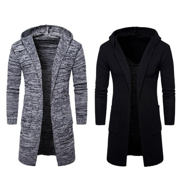 Sueter Largo De Otono Para Hombre Cardigans De Punto Grueso A La Moda Abrigo Con Capucha Para Hombre Likrtyny Caballero Walmart en linea