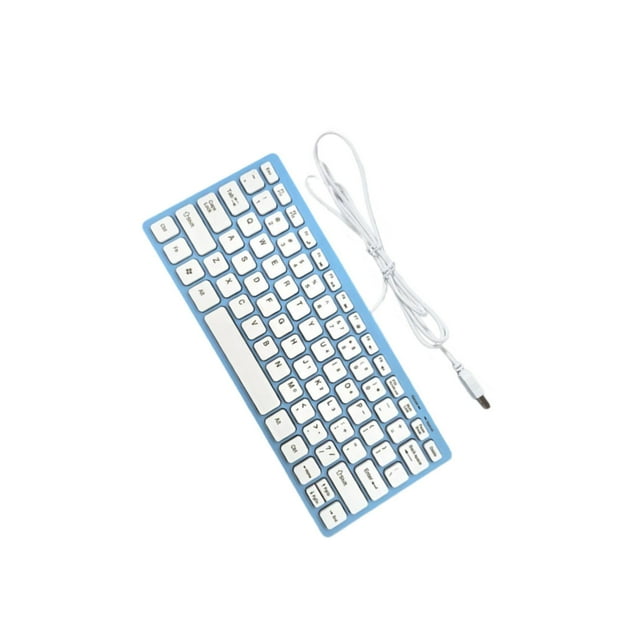 QualitChoice USB Wired Keyboard Small Comfortable Typing Computer Office for Home Desktop Blue 285x122x21mm