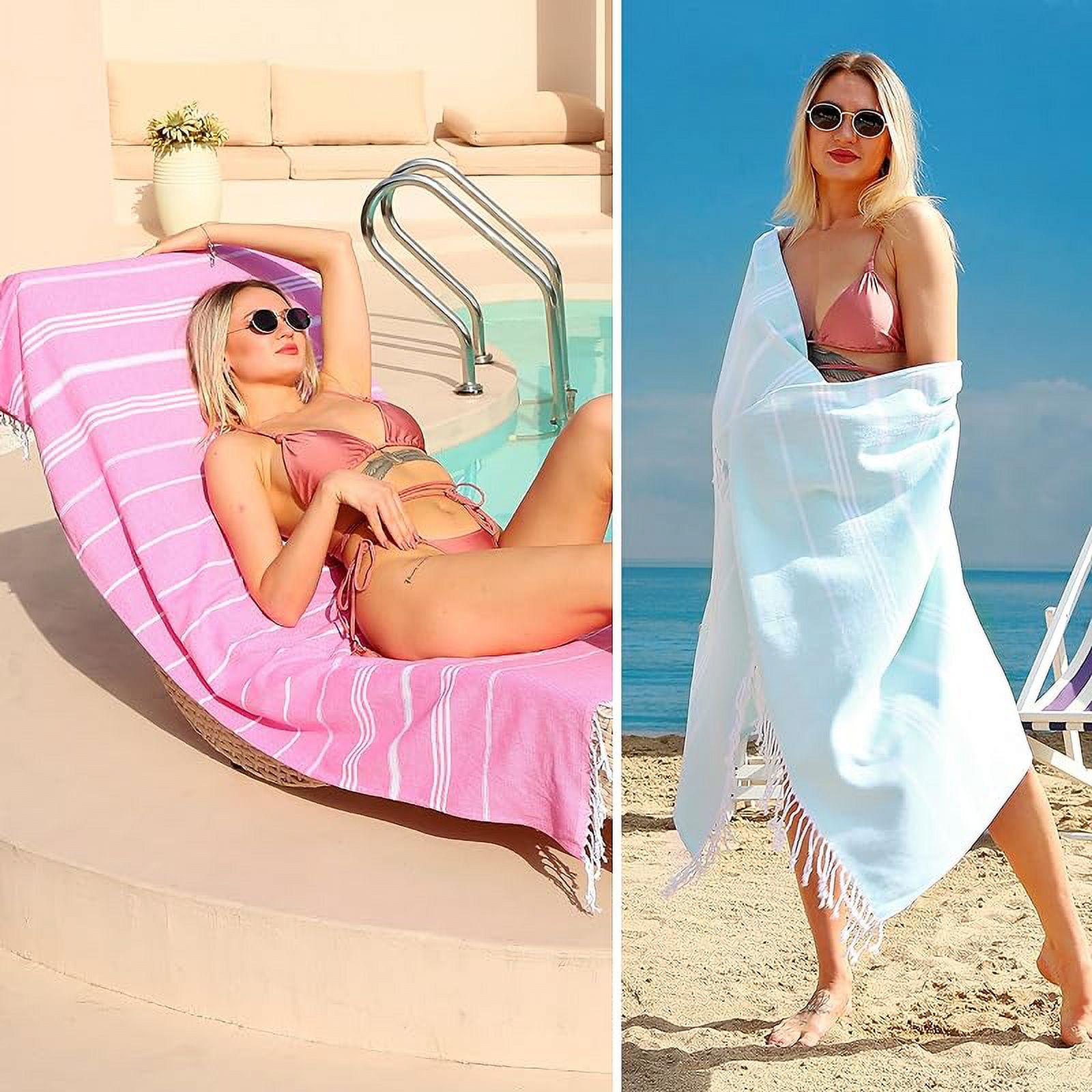 Beach Towel 2 Pack,Sand Free Beach Towels Oversized 39 x 72,Turkish Beach Towel Quick Dry Towel,Lightweight Pool Towels for Adults Travel Towel,Cool Beach Essentials Super Absorbent Towels