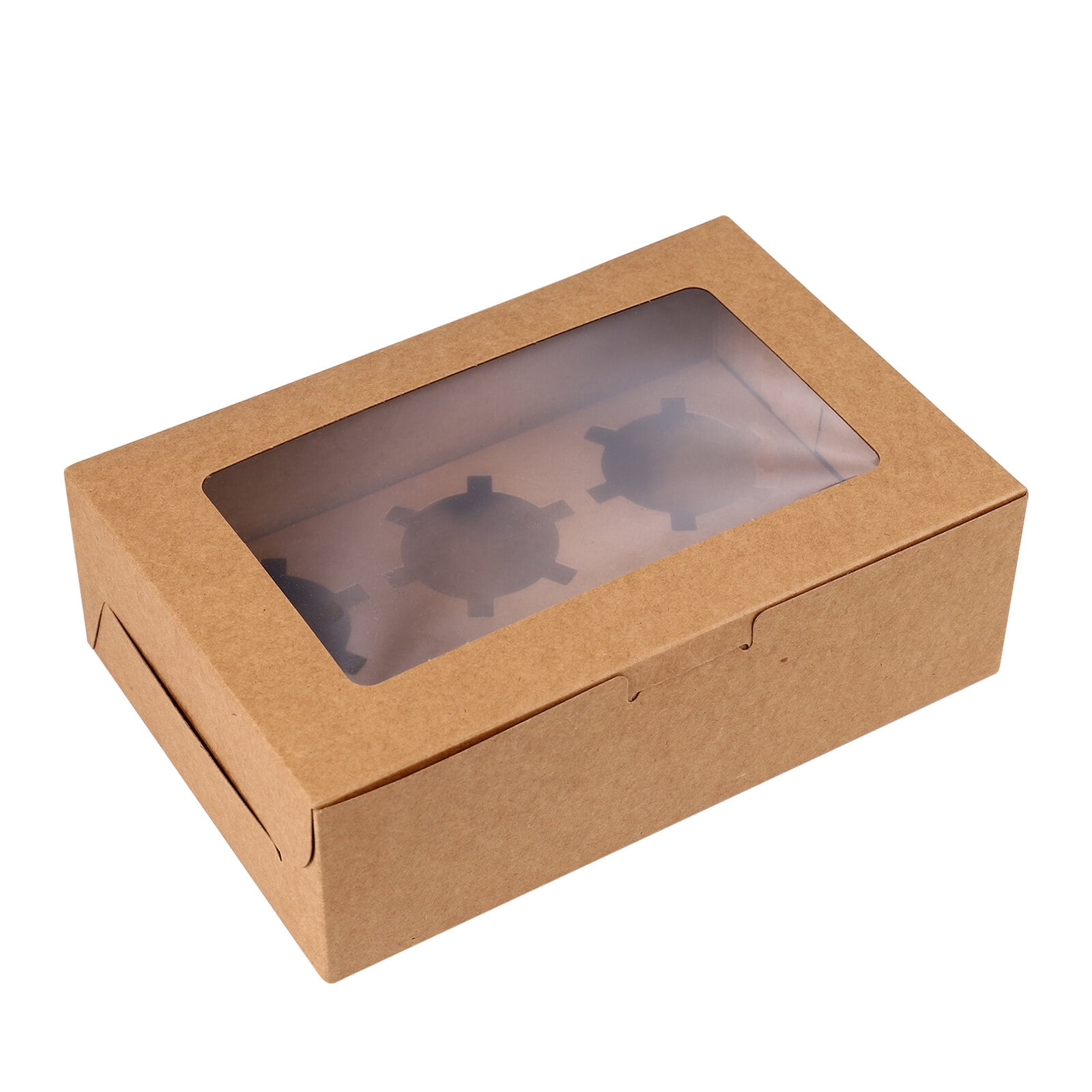 BESTONZON 10pcs 6 Cavities Kraft Paper Cupcake Box with Inserts Cupcake Containers Bakery Cake