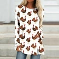 thumbnail image 2 of Raeneomay Long Sleeve Shirts for Women Thanksgiving Round Neck Solid Color Loose Long Sleeved T-Shirt Top, 2 of 5