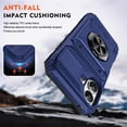 thumbnail image 4 of For Apple iPhone 16 Plus Phone Case with Finger Ring Holder Kickstand, Card Slots，Heavy Duty Shockproof Rugged Protective Working with Magnetic Car Phone Mount,Blue,For iPhone 16 Plus, 4 of 7
