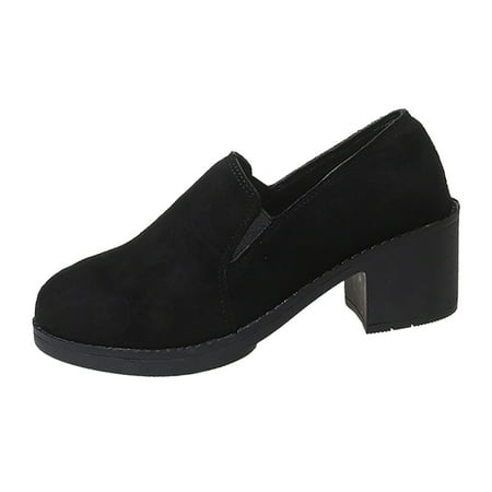MIASHUI Women s Flats Shoes Suede Pure Color with Heel Shoes Casual Shoes Black 7