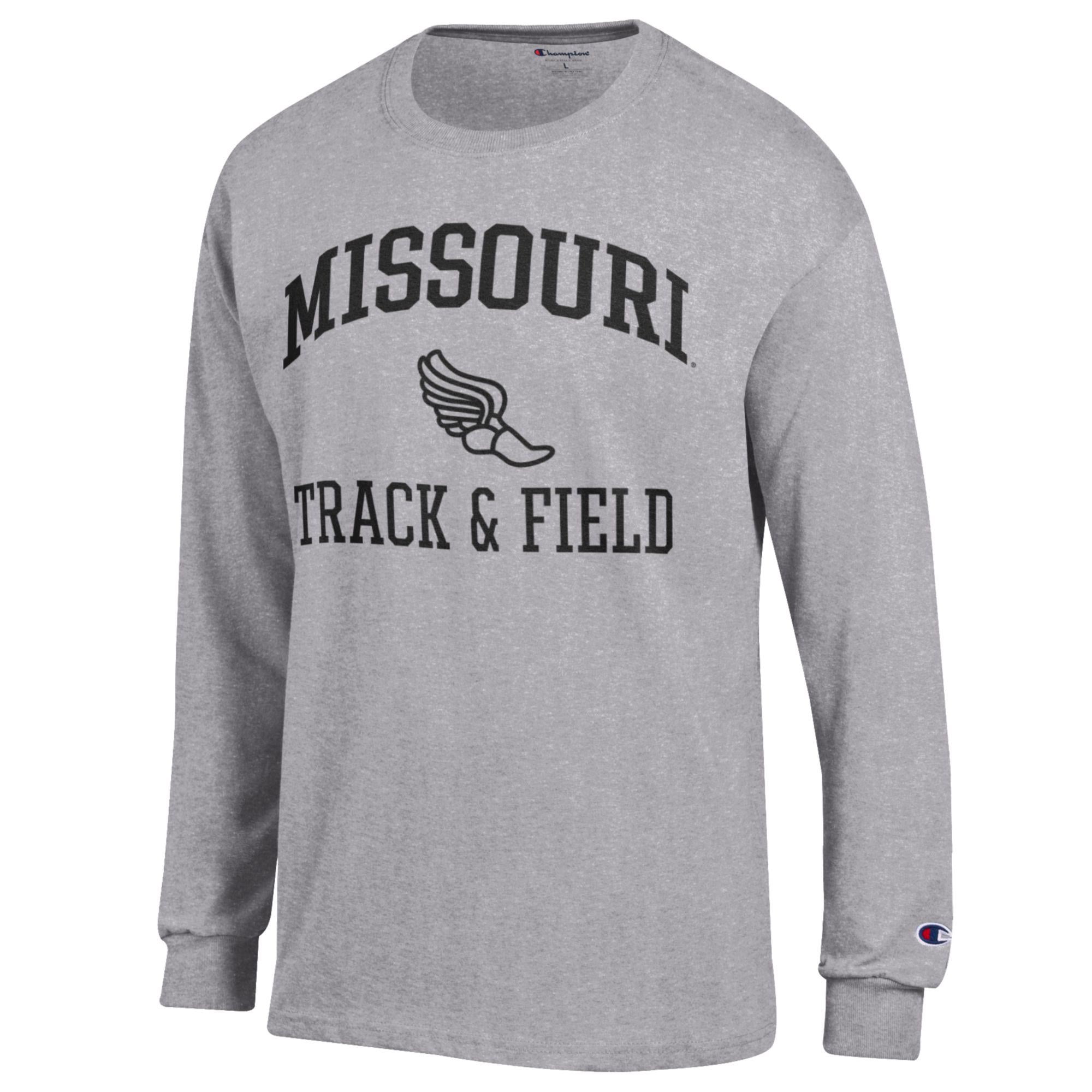 Men's Champion  Gray Missouri Tigers Track & Field Icon Long Sleeve T-Shirt