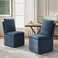 thumbnail image 2 of Usaint Upholstered Dining Chair with Casters and Storage, Fabric Rolling Desk Chair with Wheels for Home Office Living Room, Easy Assembly, Navy, 2 of 6