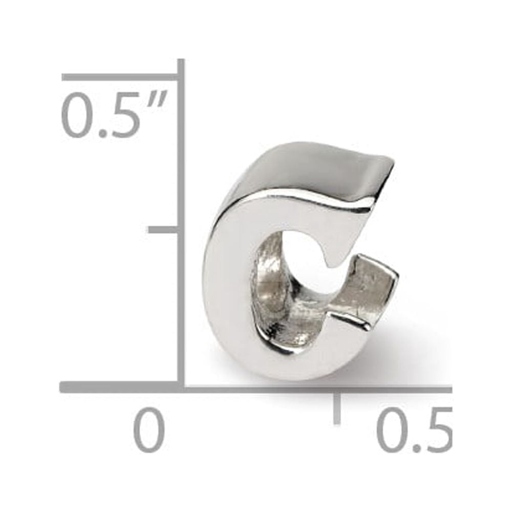925 Sterling Silver Reflections Letter C Bead; for Adults and Teens; for Women and Men
