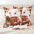 thumbnail image 3 of Fall Red Truck Outdoor Waterproof Pillow Covers, Thanksgiving Sunflower Turkey Maple Leaf Autumn Decorative Square Throw Pillowcase Sofa Cushion Sham for Patio/Couch/Chair, 24"x24" 2 Pack, 3 of 8