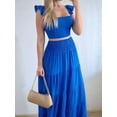 thumbnail image 2 of 2 Piece Skirt Sets for Women 2025 Summer Spring Resort Vacation Curise Outfits Tank Top Maxi Skirt Set Royal Blue XL, 2 of 6