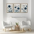 thumbnail image 2 of Hieng Navy Blue Wall Art Canvas Abstract Floral Painting Blue and Gray Posters Watercolor Flower Decor Wildflower Pictures Botanical Prints for Living Room Bedroom Bathroom 3 Pcs, 2 of 6