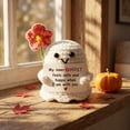 thumbnail image 5 of Knisume Halloween Toys – Knit Ghost Plush Doll Holding Bloom Flower, Crochet Yarn Stuffed Animal, Cute Stuff for Holiday Gift Exchange and Mantel Decor,E, 5 of 5