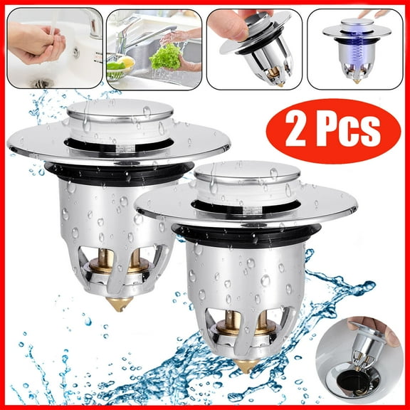2X Universal 1.3''-1.57" Wash Basin Bounce Drain Filters Pop Up For Bathroom Sink Drain Plugs