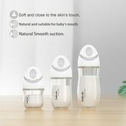 Gulicola Natural Glass Baby Bottle for Breastfeeding, Wide Neck with Slow Flow Nipple, 1 Months+, 5 oz, 2 Pack - White