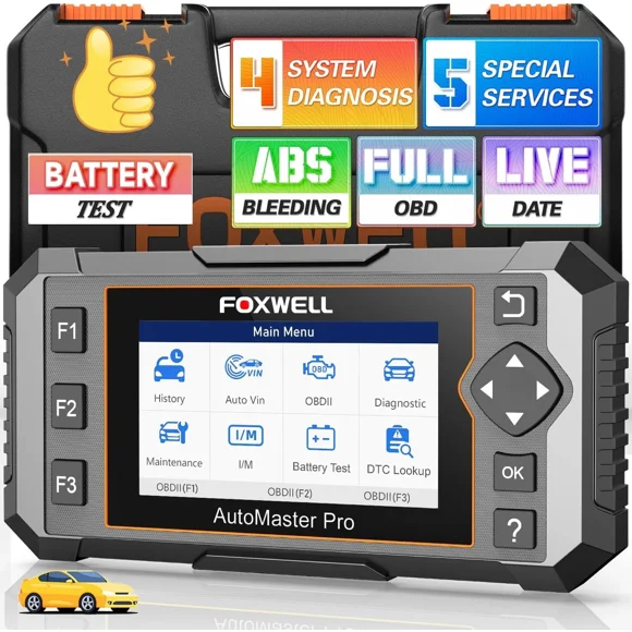 FOXWELL NT614 Elite Car Scanner, Engine Airbag Transmission ABS Scan Tool with 5 Services ABS Bleeding, SAS Calibration, EPB Throttle Oil Light Reset Tool, Live Data OBD2 Scanner Diagnostic Tool